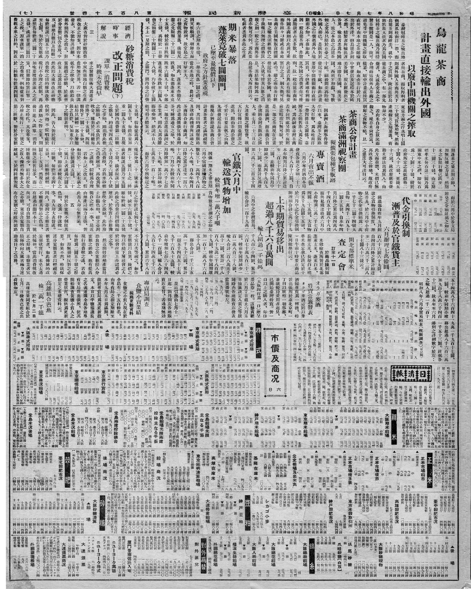 期米暴落 蓬萊竟破七圓關門