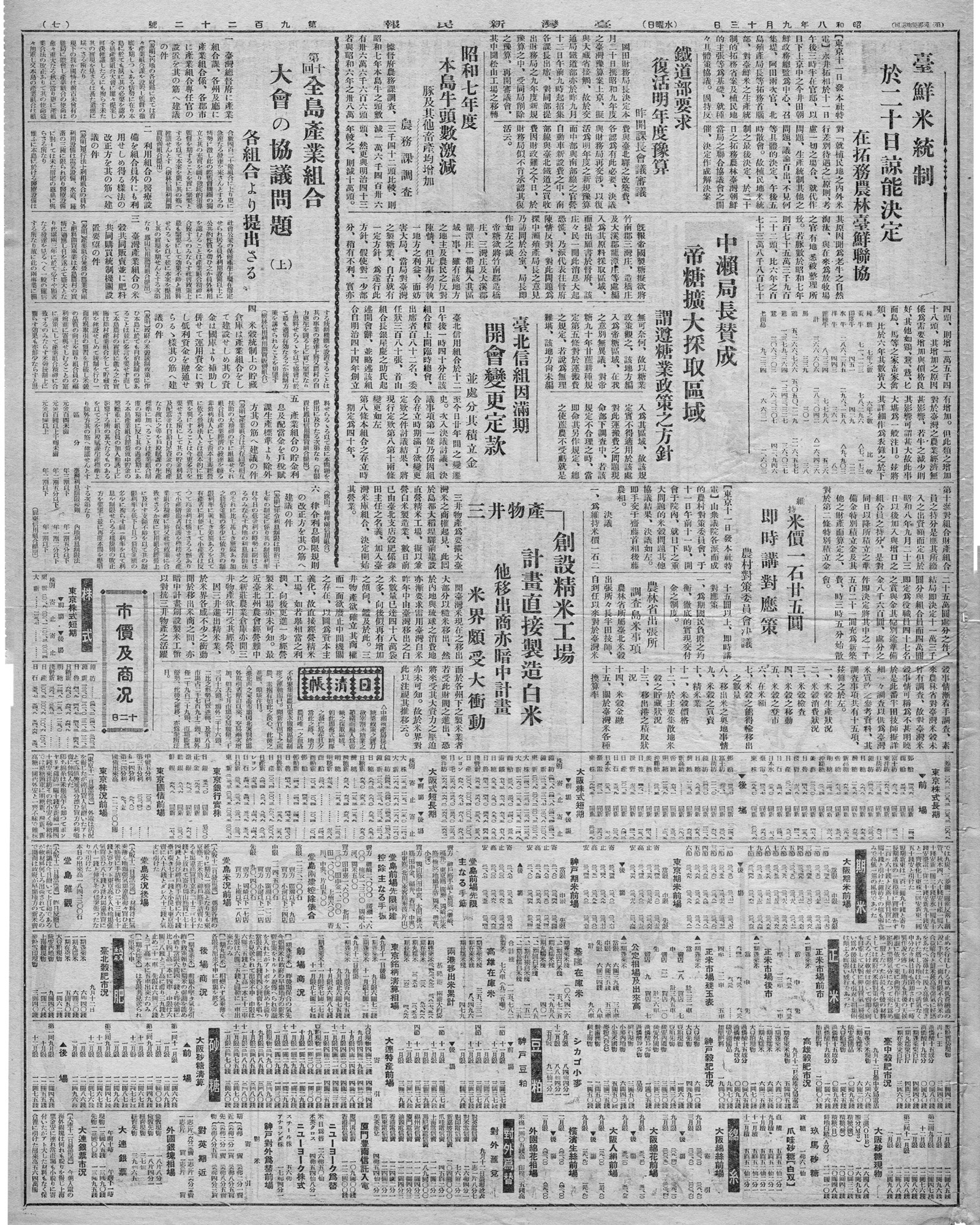 中瀨局長贊成 帝糖擴大採取區域