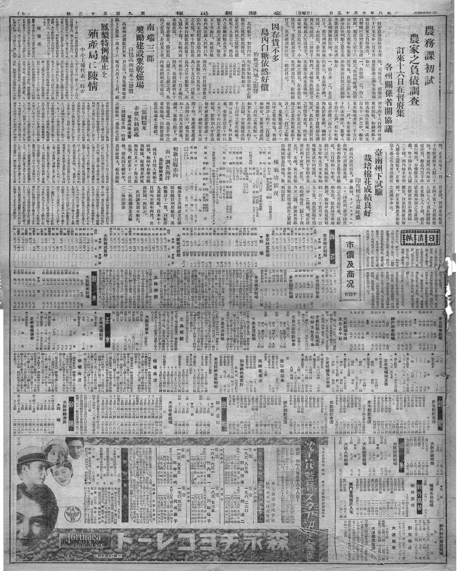 農務課初試  農家之負債調查