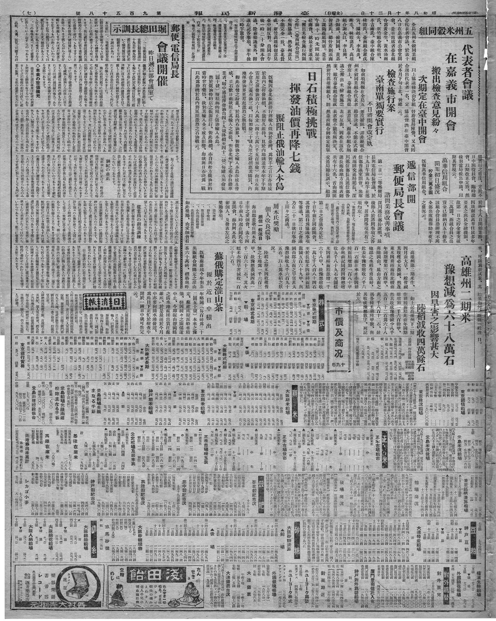 周木氏獎勵 佃人改良農事